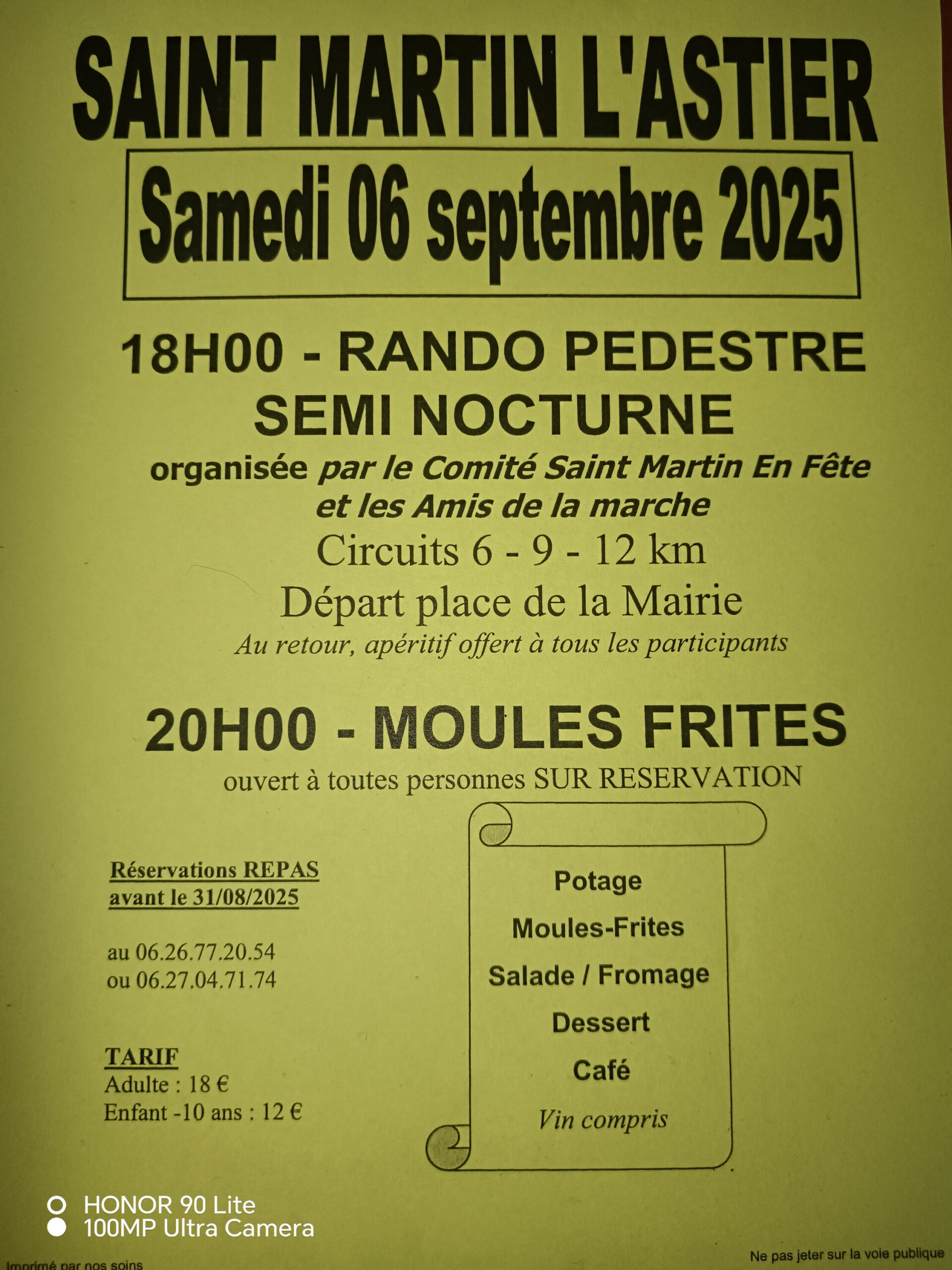 Rando pédestre et soirée Moules Frites le 6 septembre 2025